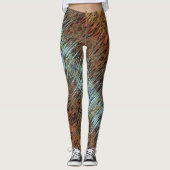 Leggings Wild Aqua Blue Brown et Orange Tribal Abstrait (Devant)