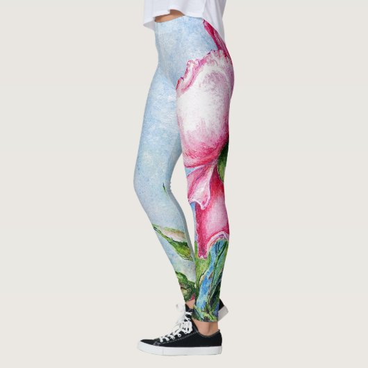 Leggings Wild As A Rose Red Floral Watercolor  (Gauche)