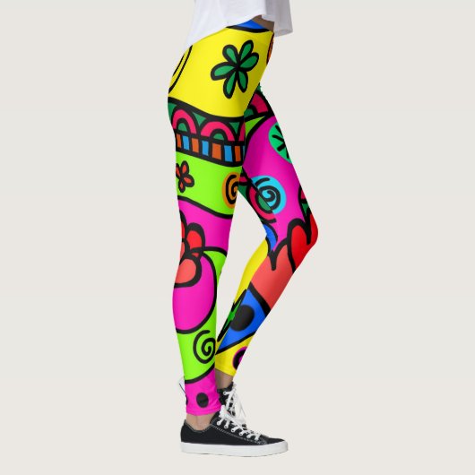 Leggings Wild, Bold, Bright Abstrait Psychedelic Design (Droite)