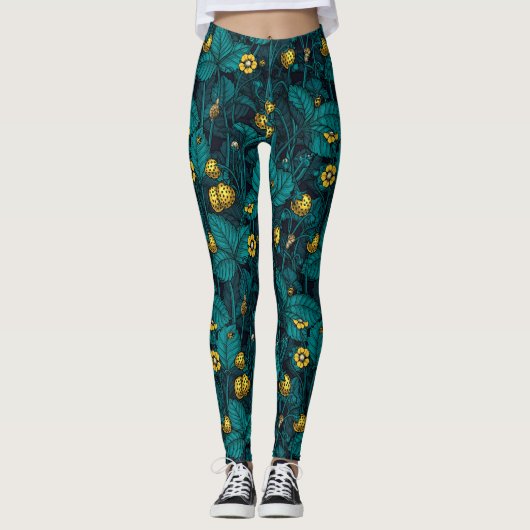 Leggings Wild strawberries, yellow and blue (Devant)