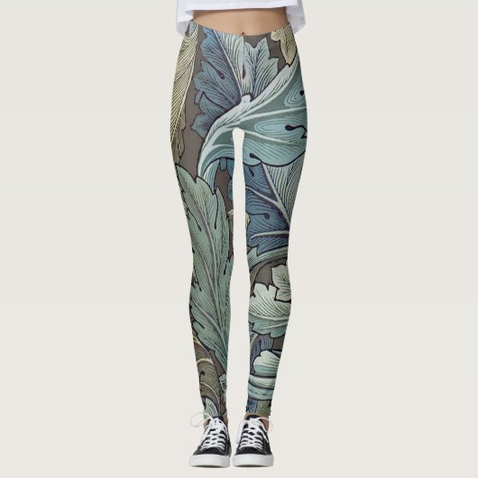 Leggings William Morris Acanthus Sage Fleur Floral Botaniqu (Devant)