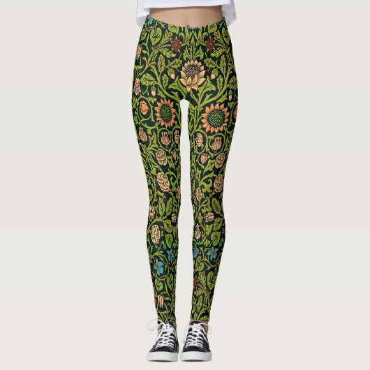 Leggings William Morris - Ancolie, vert foncé, Case-Mate (Devant)