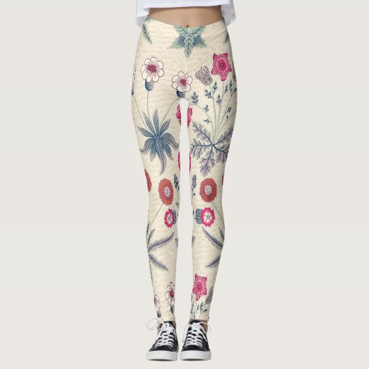 Leggings William Morris Daisy Motif Floral Rouge Orange (Devant)