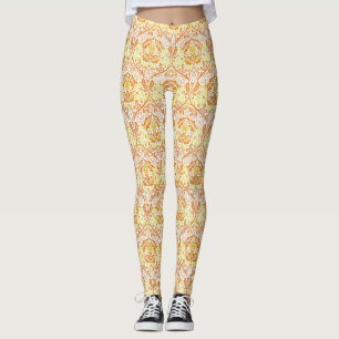 Leggings William Morris Golden Bough Orange Floral Art