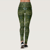 Leggings William Morris Grand Feuille vert & Fleur bleue (Dos)