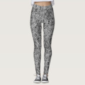 Leggings William Morris Indien, noir et blanc (Devant)