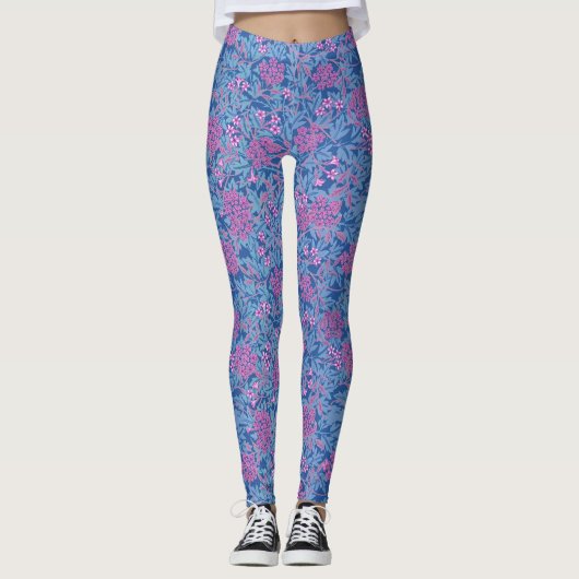 Leggings William Morris Inspired Blue Floral Patterned (Devant)