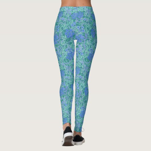 Leggings William Morris Inspired Blue Floral Patterned (Dos)