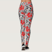 Leggings William Morris Iris et Lily, noir, blanc et rouge (Dos)