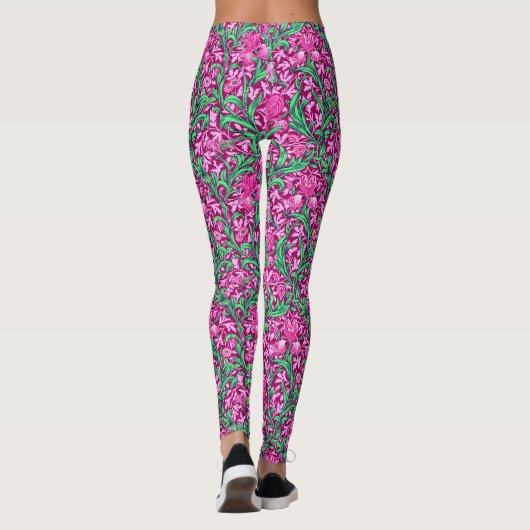 Leggings William Morris Irises, Fuchsia Pink and Wine (Dos)
