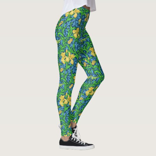 Leggings William Morris Irises, jaune et bleu de cobalt (Droite)