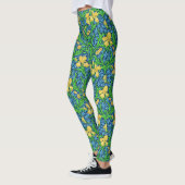 Leggings William Morris Irises, jaune et bleu de cobalt (Gauche)