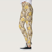 Leggings William Morris Irises, Or de moutarde, Brown et be (Gauche)