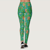 Leggings William Morris Irises, orange et turquoise (Dos)