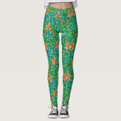 Leggings William Morris Irises, orange et turquoise (Devant)