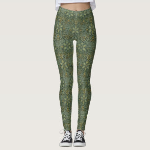 Leggings William Morris Ispahan Vert sarcelle Floral Art