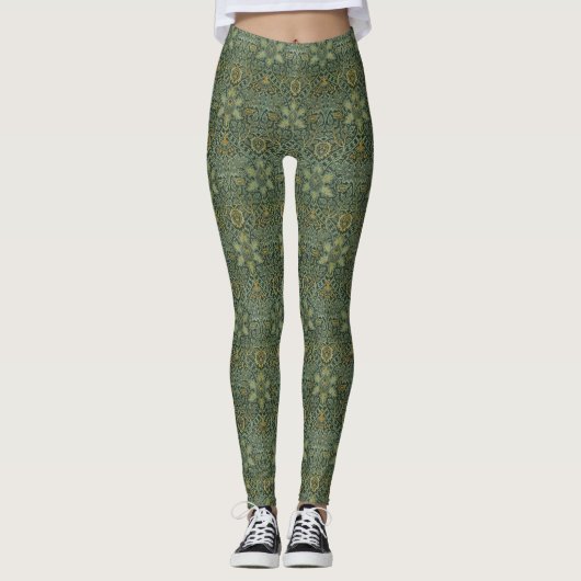 Leggings William Morris Ispahan Vert sarcelle Floral Art (Devant)