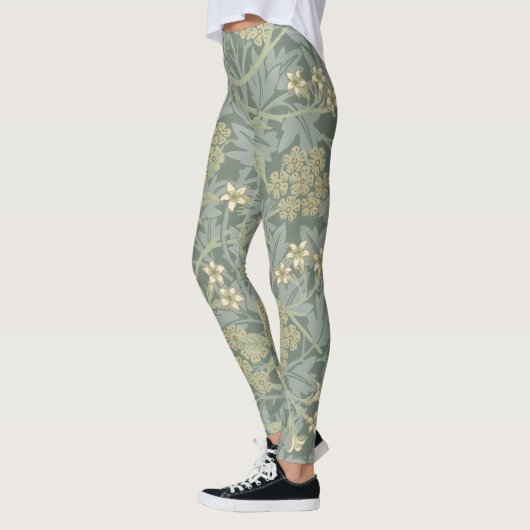 Leggings William Morris Jasmine Bleu Vert Art Botanique (Gauche)