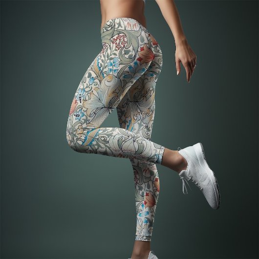 Leggings William Morris Lily Art nouveau motif floral Jambe
