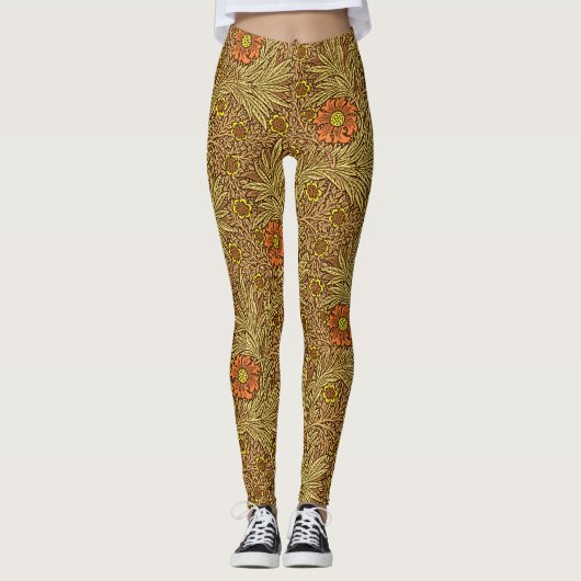 Leggings William Morris Marigold, Cuivre Brown et orange (Devant)