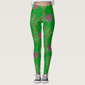 Leggings William Morris Marigold, Emerald Green & Fuchsia (Devant)