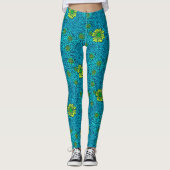 Leggings William Morris Marigold, Turquoise & Cobalt Blue (Devant)