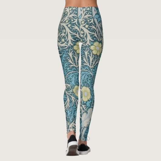 Leggings William Morris, motif Art nouveau, algues, bleu, f (Dos)