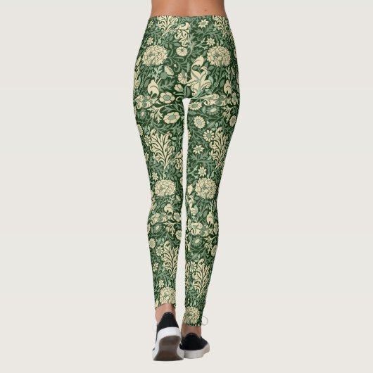 Leggings William Morris Motif "Cherwell" en vert (Dos)