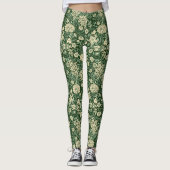 Leggings William Morris Motif "Cherwell" en vert (Devant)