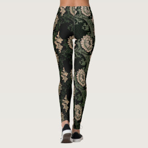 Leggings William Morris, motif, redessiné, couleurs sombres