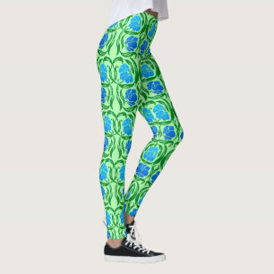 Leggings William Morris Pimpernel, Blue & Lime Green