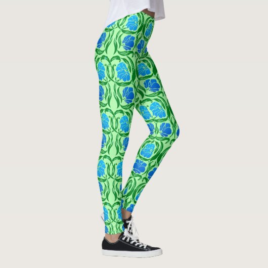 Leggings William Morris Pimpernel, Blue & Lime Green (Droite)