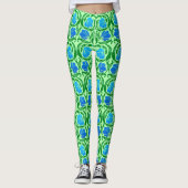 Leggings William Morris Pimpernel, Blue & Lime Green (Devant)