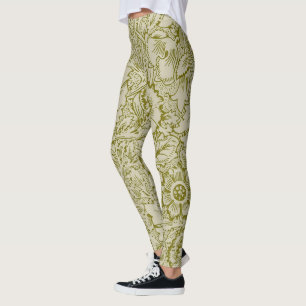 Leggings William Morris Poppy Classic Floral Green