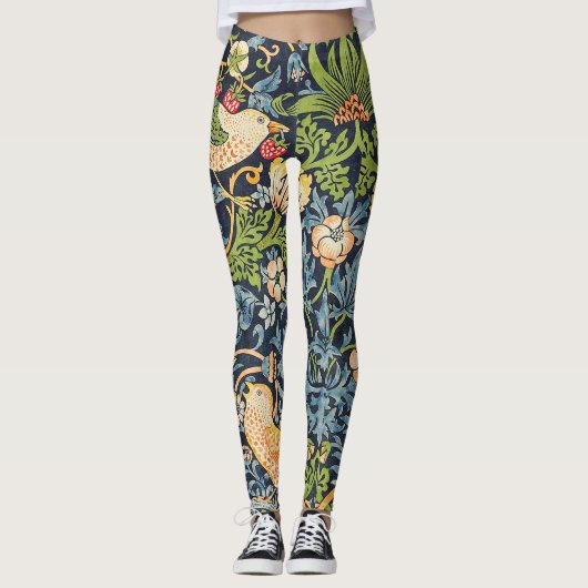 Leggings William Morris Strawberry Thief Motif floral (Devant)