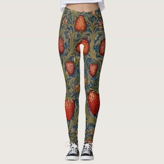 Leggings William Morris Strawberry Thief Motif floral (Devant)