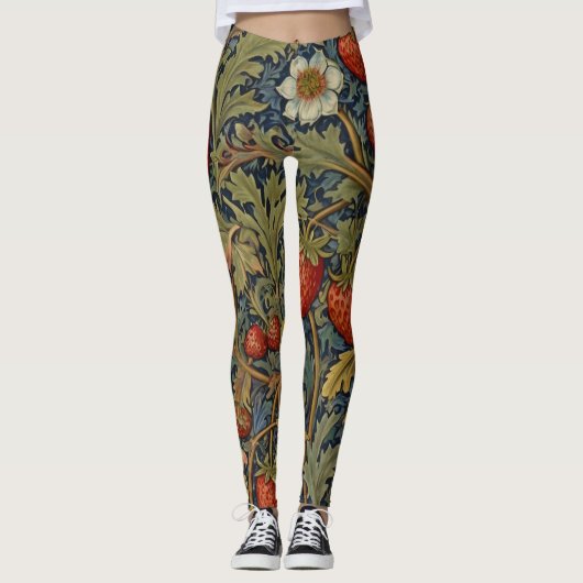Leggings William Morris Strawberry Thief Motif floral (Devant)