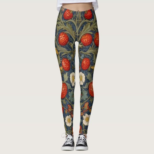Leggings William Morris Strawberry Thief Motif floral (Devant)