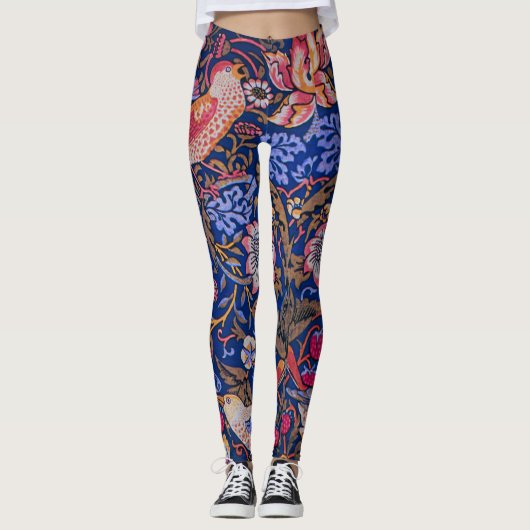 Leggings William Morris Strawberry Thief Motif floral (Devant)