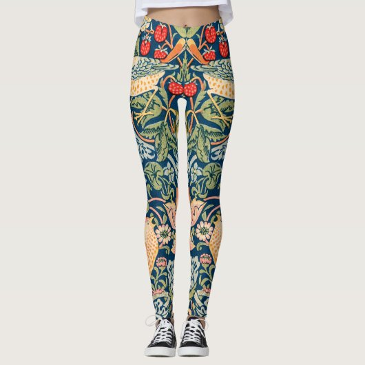 Leggings William Morris Strawberry Thief Motif floral (Devant)