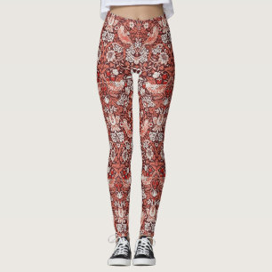 Leggings William Morris Strawberry Thief Oiseau en Terracot