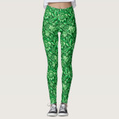 Leggings William Morris Sunflowers, Emerald Green (Devant)