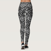 Leggings William Morris Sunflowers, noir et blanc (Dos)