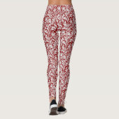 Leggings William Morris Thistle Damask, rouge foncé et blan (Dos)