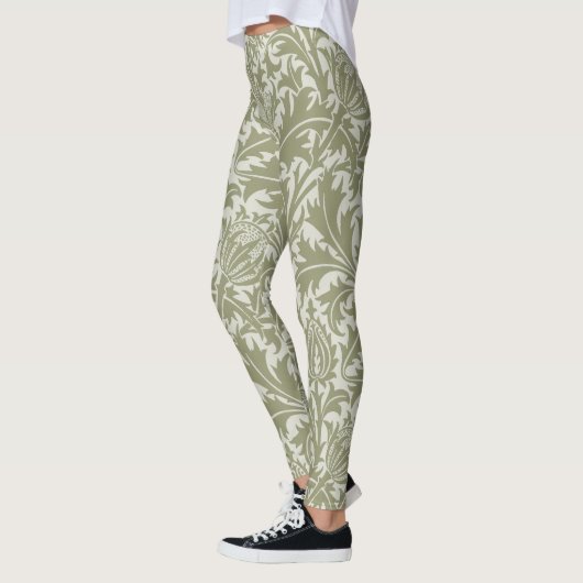 Leggings William Morris Thistle Sage Green Motif (Gauche)