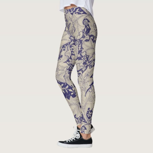 Leggings William Morris Wallflower bleu damas floral (Gauche)