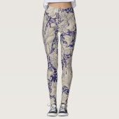 Leggings William Morris Wallflower bleu damas floral (Devant)