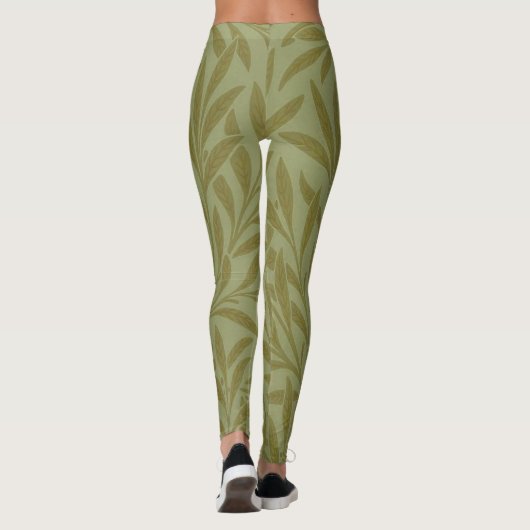 Leggings William Morris Willow Antique Green Leaf Vine Art (Dos)