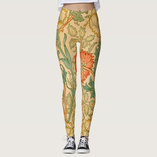 Leggings William Morris's Pink et Rose célèbre motif (Devant)