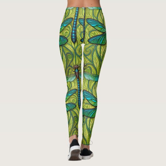 Leggings with a vibrant dragonfly pattern (Dos)